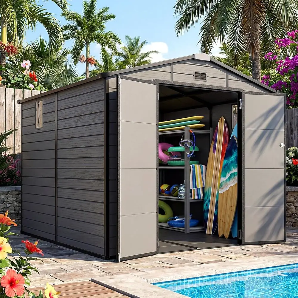 Gardening Tools - 8x8 Outdoor Storage Shed with Floor,