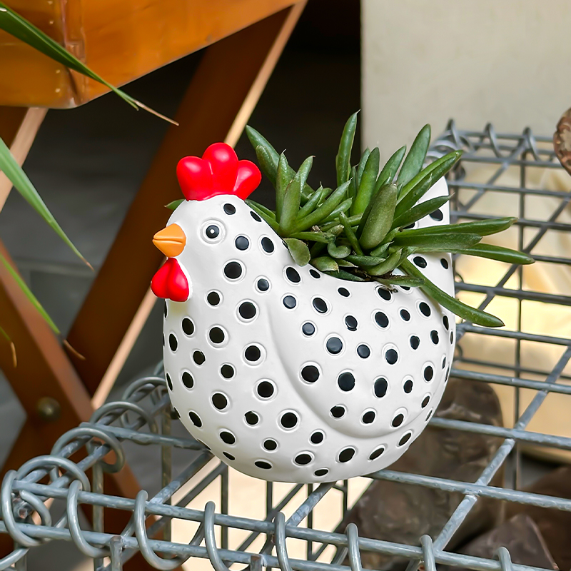 Gardening Tools Cute - Funny Spotted Chicken Flower Pot Cute
