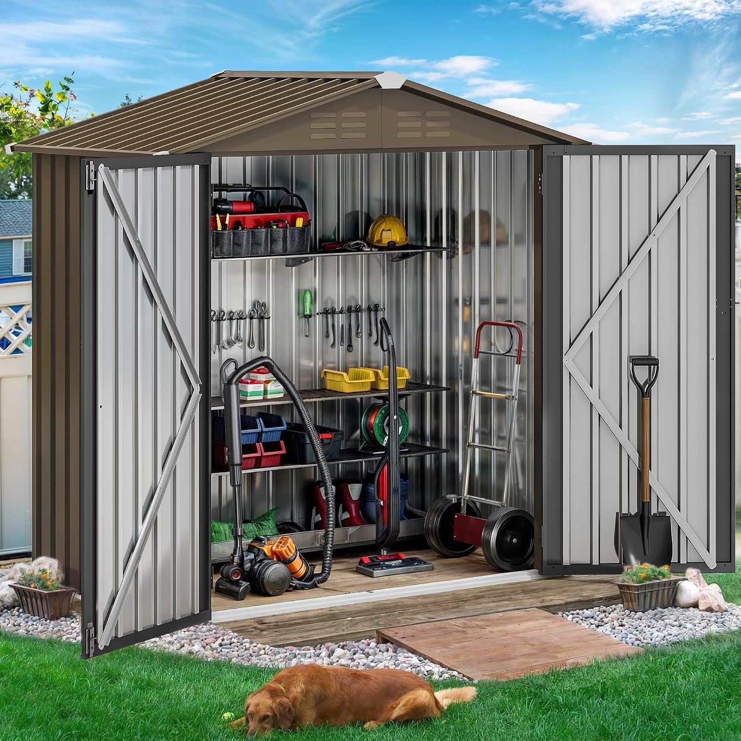 6x4ft Metal Outdoor Storage Sh - огляд і ціна Gardening Tools