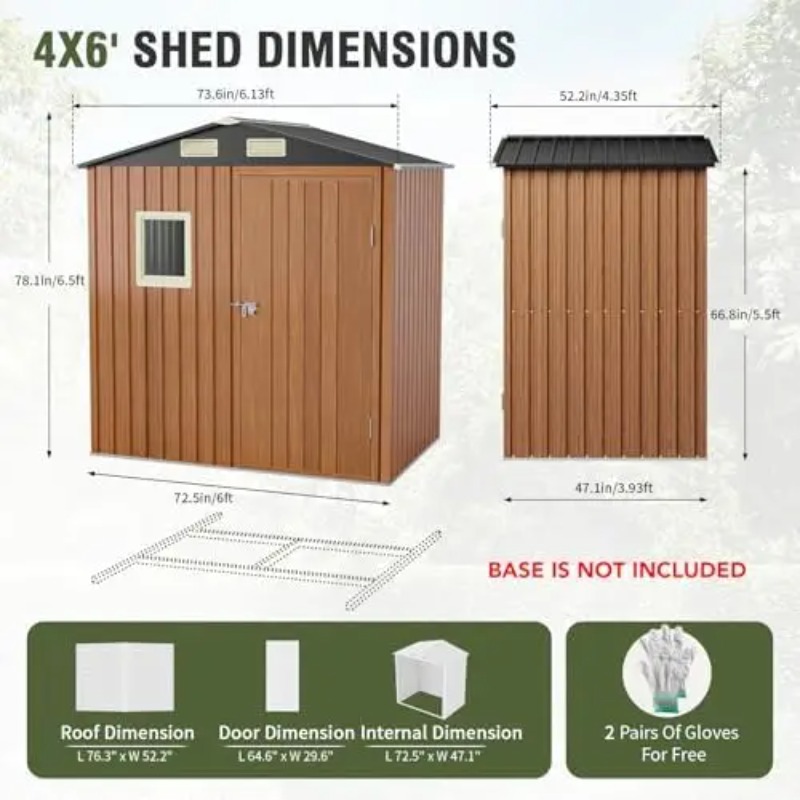 Outdoor Storage Shed 6x4 Ft, L - огляд і ціна Gardening Tools